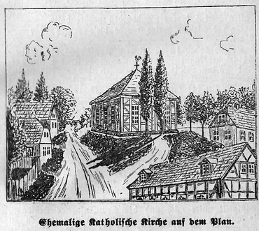 ehemalige kath. Kirche auf dem Plan